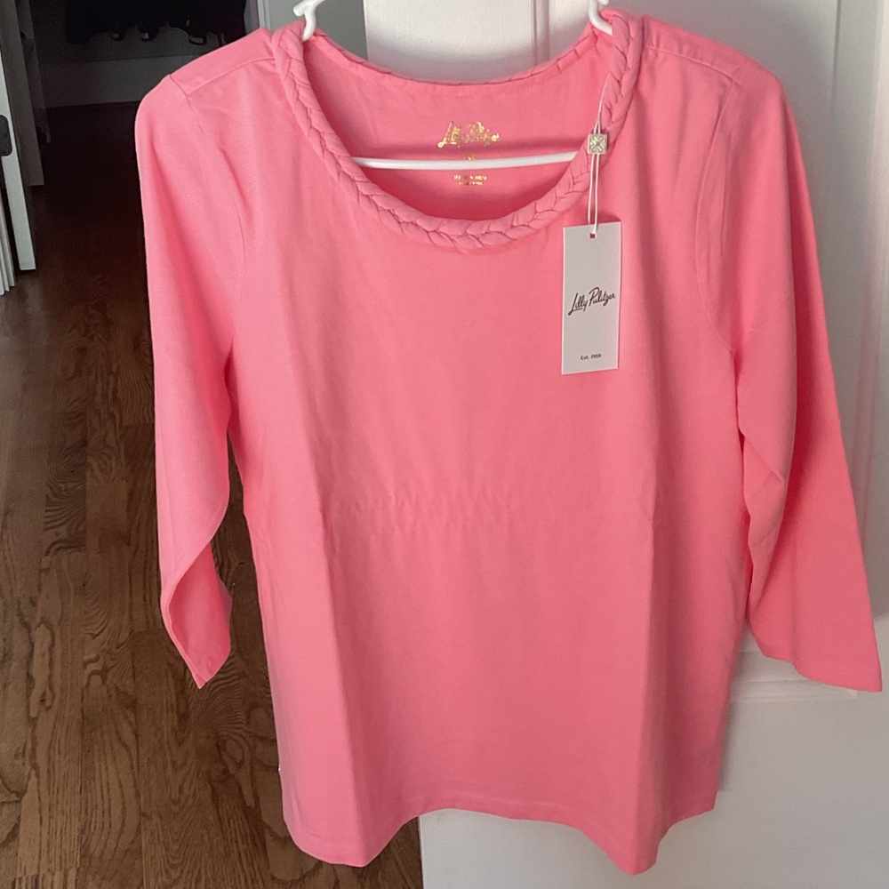 Lilly Pulitzer Vibrant Pink Braided Neck Top